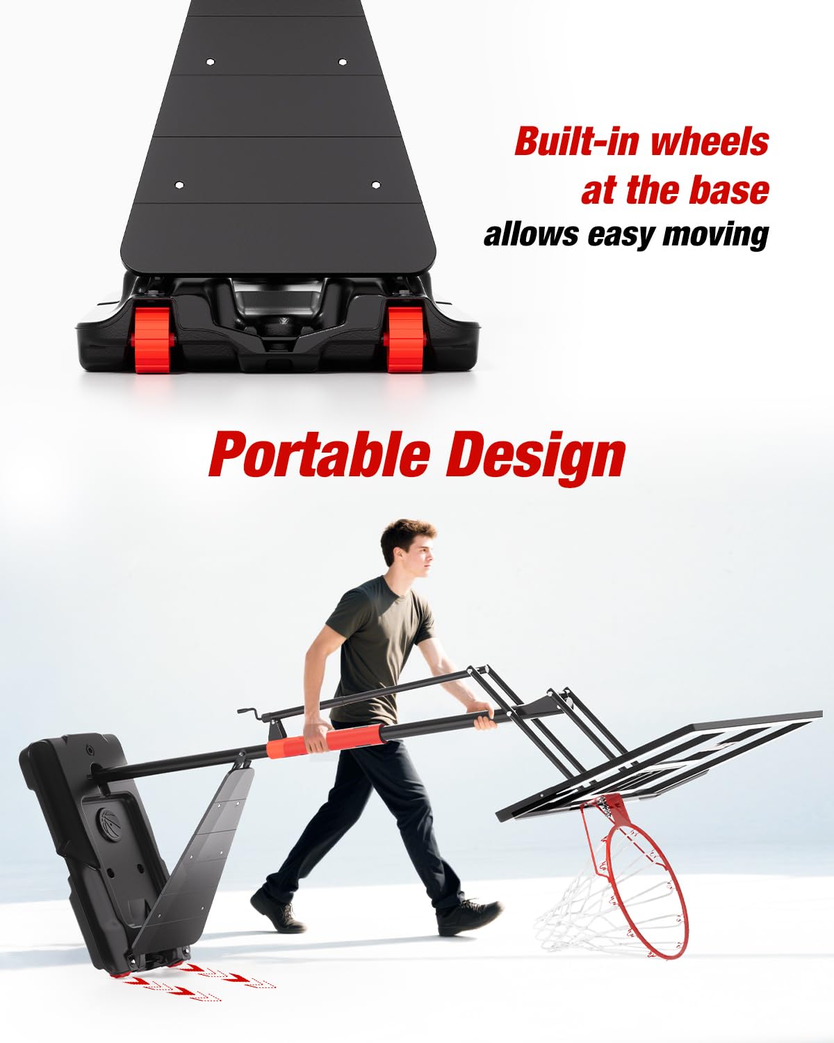 Mayfire Basketball Hoop Outdoor 10 FT Height Adjustable, Portable Basketball Goals Systems with 45" Backboard for Youth Adults Kids - Backyard, Driveway, Indoor Play