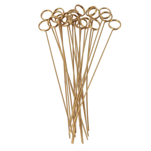 50Pcs Gold Metal Wire Card Holder, 6in Photo Memo Clips, Reusable Floral Picks Clips for Wedding Party Birthday Cake, Place Card Holder for Flower Arrangement (Round)