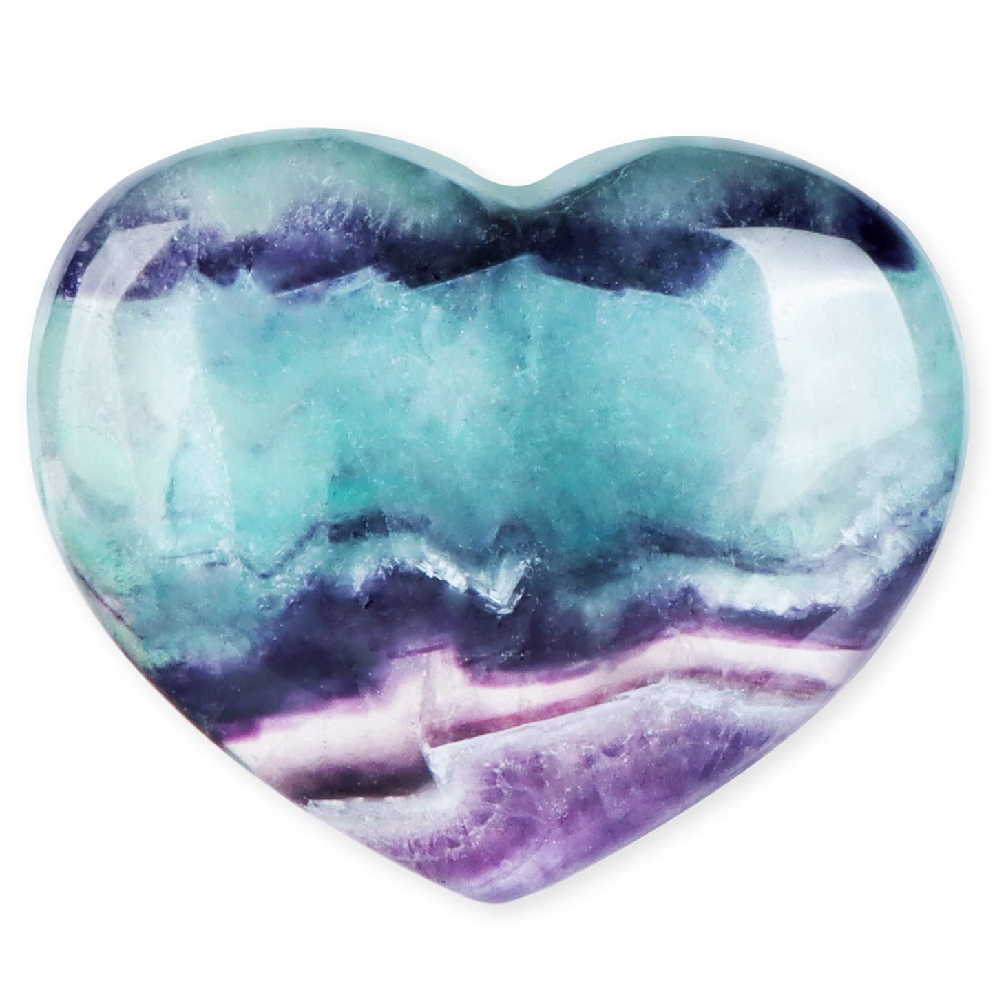 SMQ 2.4 Inch Rainbow Fluorite Crystal Heart Shaped Worry Stone for Anxiety Hand Carved Polished Gemstone Love Pocket Palm Chakra Stones Gifts for Balancing Reiki Healing