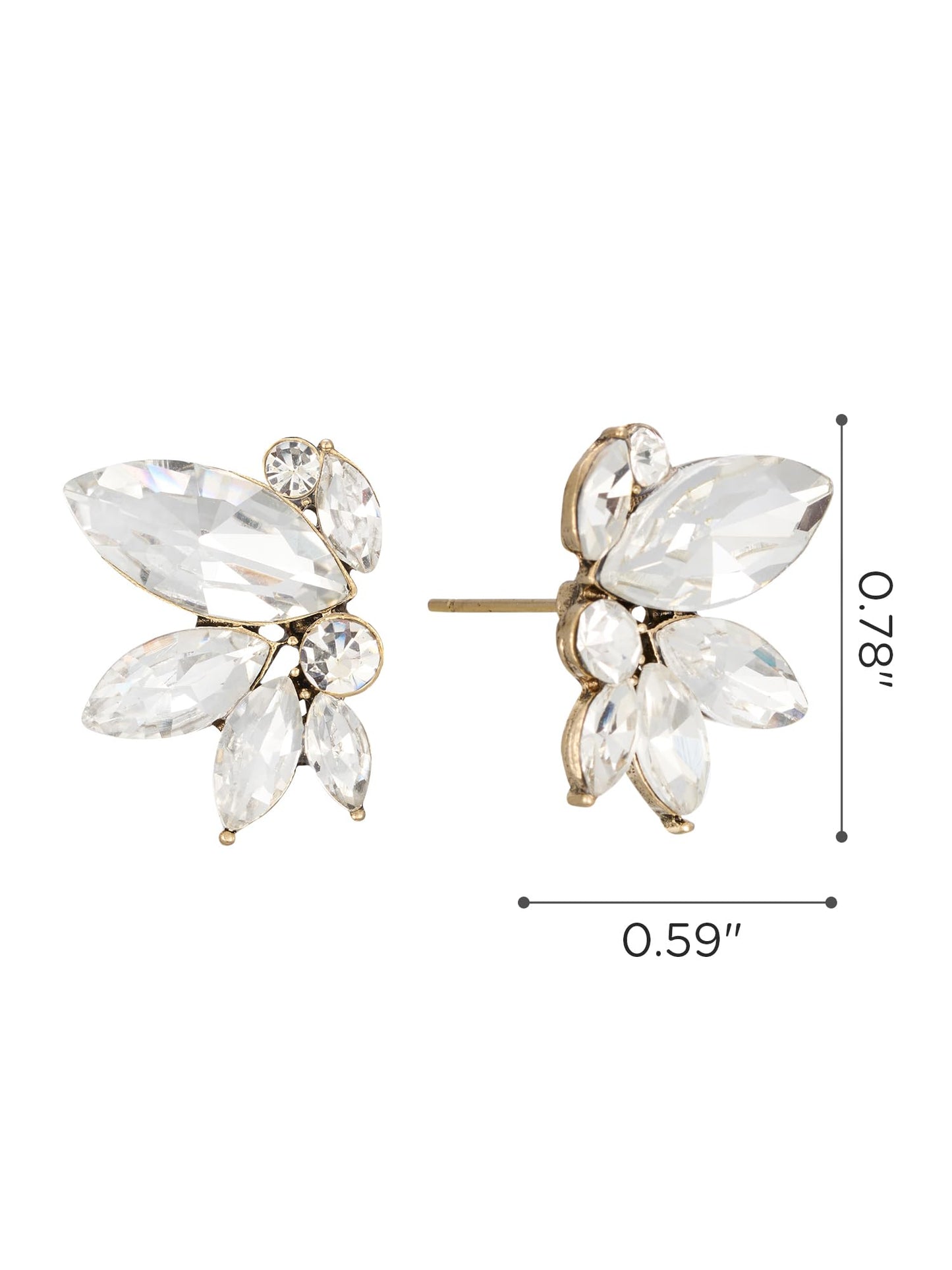 SWEETV Sparkly Gold Rhinestone Stud Earrings for Women, Crystal Wedding Bridal Earrings for Brides,Cluster Bridesmaid Earrings, Prom Formal Party Jewelry