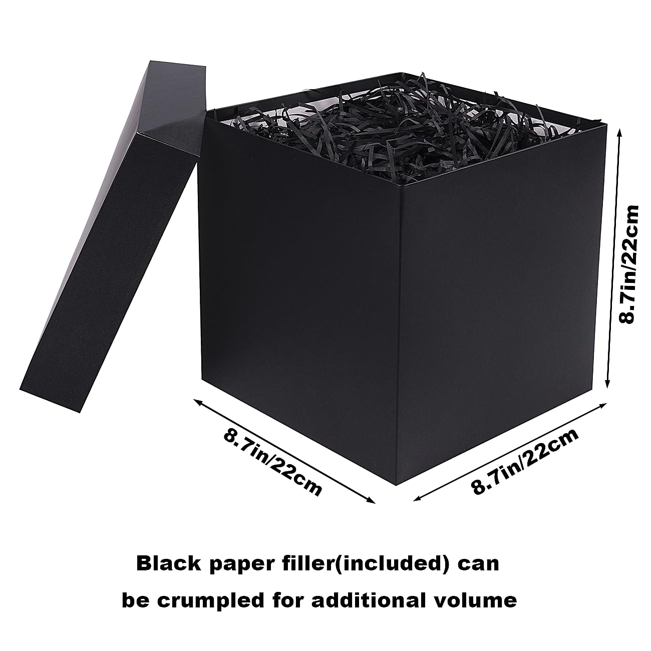 Elephant-package Medium Gift Box with Lids, Ribbon and Paper Filler, for Men Women Birthdays, Father's Day, Bridal Showers, Weddings, Baby Showers - Collapsible, 8.7", 1 Pack, Black