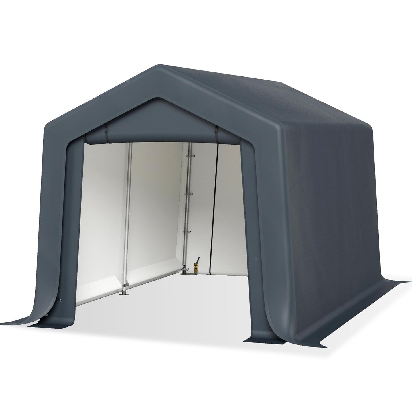 Sophia & William Outdoor Storage Shed Carport 8x12 ft Heavy Duty, Portable Garden Yard Car Port Shelter Storage Tent Garage with Roll Up Doors and Ventilation, Grey