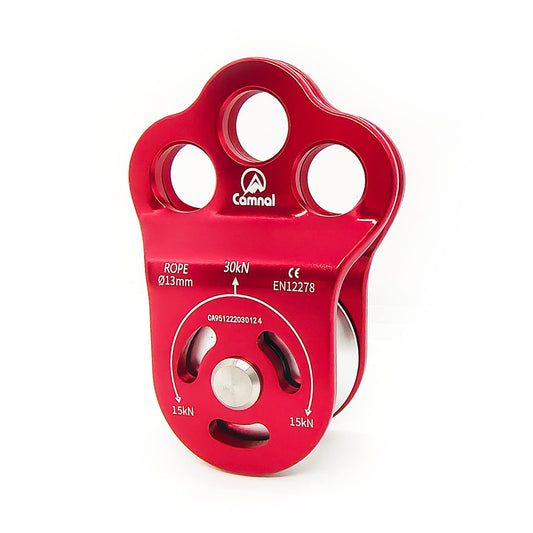 EMMRAGNO 30KN Climbing Single Pulley Climbing Three Hole Hitch Pulley Climbing Bearing Pulley, Hauling Pulley for Rock Climbing, Rappelling, Zipline Sports etc.