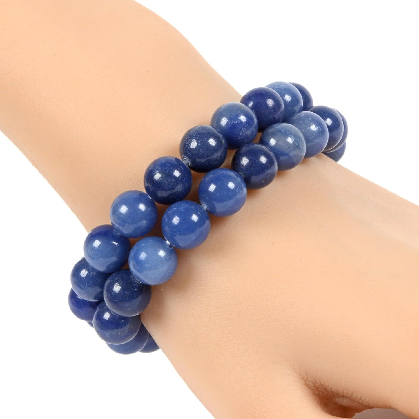 Justinstones Natural Blue Aventurine Gemstone 10mm Round Beads Stretch Bracelet 7 Inch Unisex