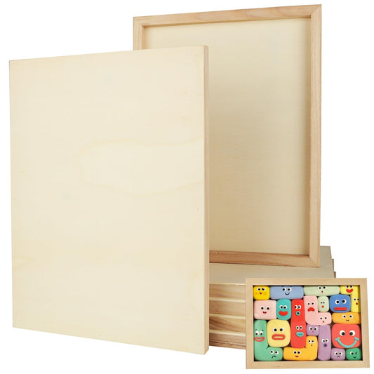 6 Pack Unfinished Wood Canvas Panels for Painting 12 x 16 Inch Craft Wood Board, 3/4’’ Deep Cradle Boards for Painting, Pouring, Arts, Crafts, Paints and More