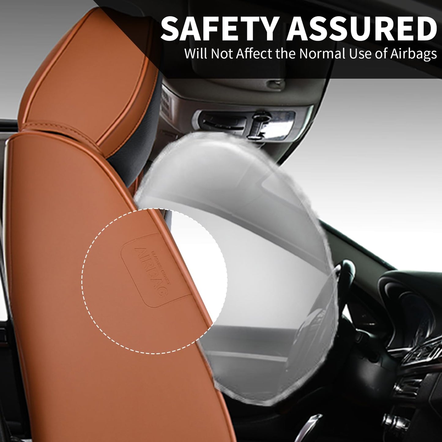 FLORICH Car Seat Cover 5PCs, Seat Cover Full Set, Waterproof Seat Protectors, Brown Leather Seat Covers for Cars, Universal Automotive Vehicle Cushion fit for Most Cars (Brown&Black)