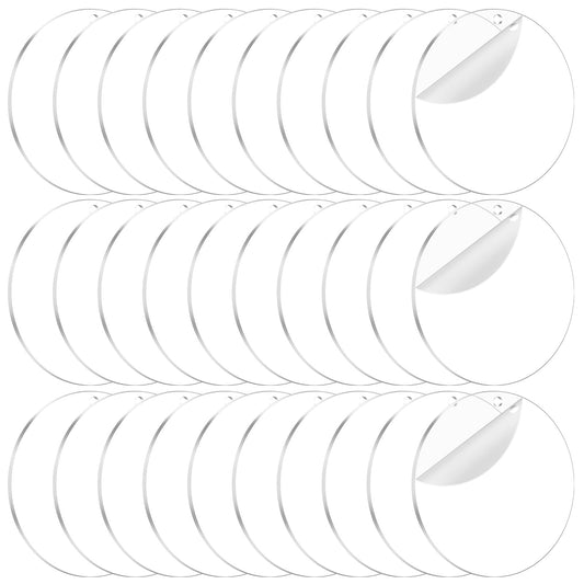 40PCS Acrylic Keychain Blanks, Clear Acrylic Ornaments Blanks Bulk Circles Blank Disc Blank with Hole for Vinyl DIY Keychain,Tags and Craft