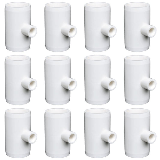 letsFix Chicken Waterer PVC Tee Fittings 3/4 Inch (12-Pack) for Threaded Poultry Waterer Cups/Nipples/Feeders, Suitable for Chicks, Duck, Goose, Turkey - Fits 3/4" Sch. 40 PVC Pipes