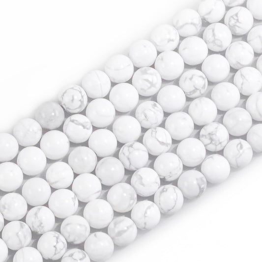 4mm Natural Gemstone Round Small Beads for Jewelry Making White Howlite Crystal Beads for Bracelets Neacklaces Earrings Craft Making Supplies (15"/Strand)