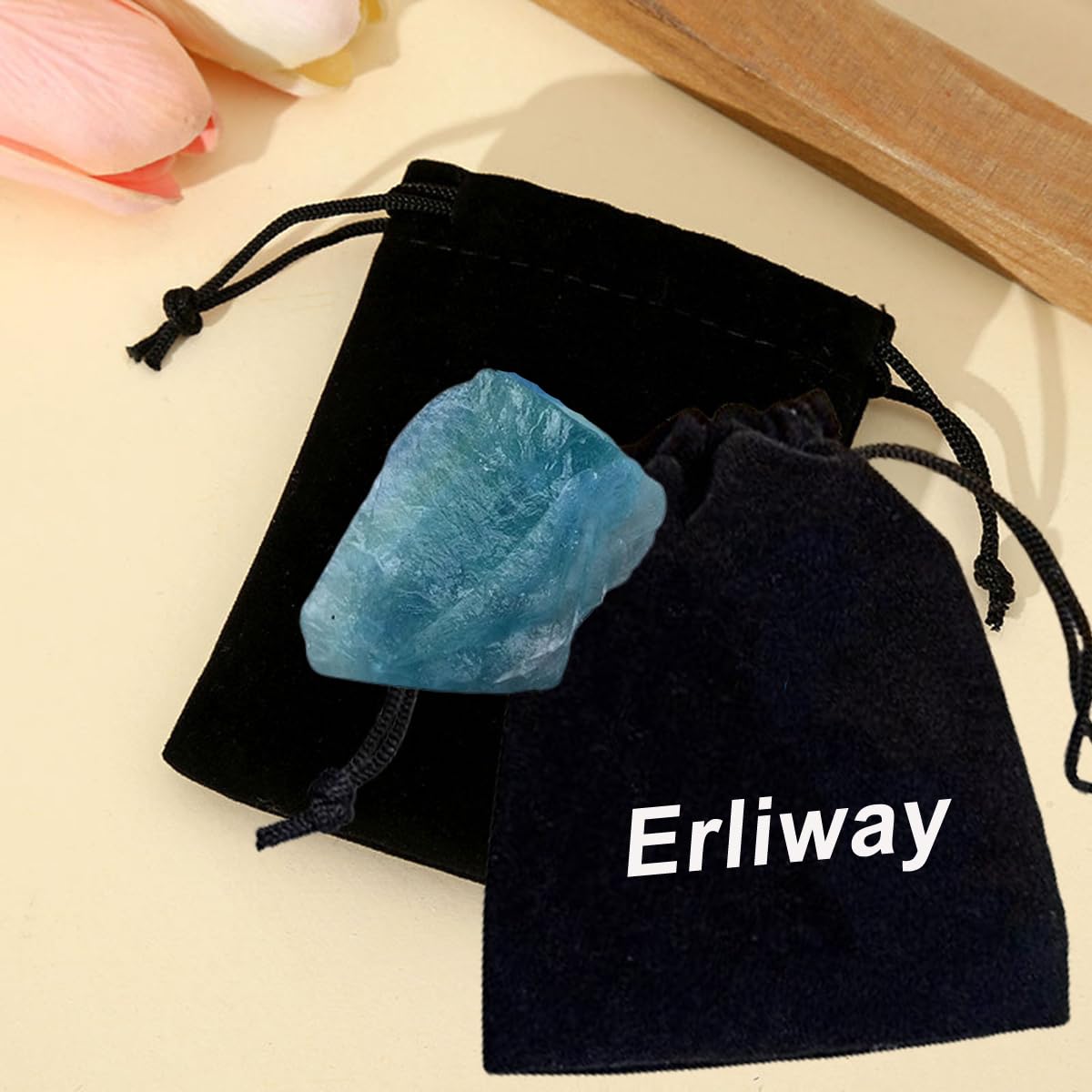 Erliway 1.25-2" Blue Fluorite Raw Crystals, Natural Rough Blue Fluorite Stone, Healing Raw Stones for Fountain Rock, Home Decor Meditation Energy Balancing Wire Wrapping Wicca & Reiki