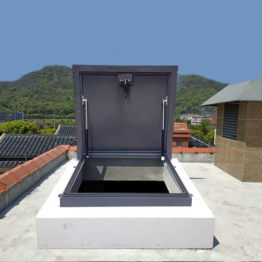 Roof Hatch Steel Anti-Theft Door Skylight Roof Skylight Roof Maintenance Hatch Roof Maintenance Hatch Cover Galvanized Powder Coated Steel Roof Hatch Deck Installation Roof Window (21.65in)