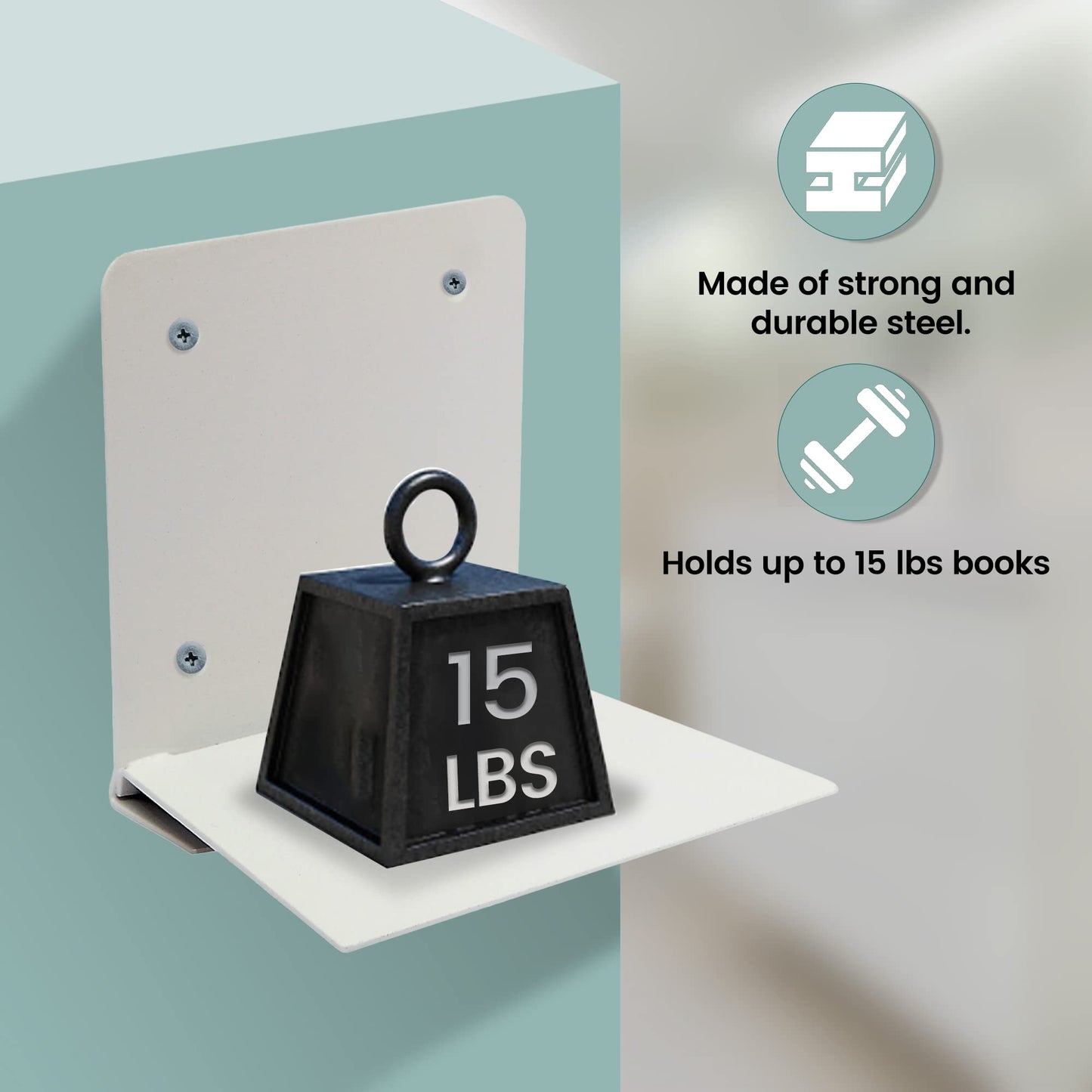 STORAGE MANIAC Floating Book Shelves for Wall Mounted Invisible Floating Bookshelves Heavy-Duty Steel Hidden Bookshelf Hanging Bookshelves for Bedroom Living Room Office, White 4-Pack Large