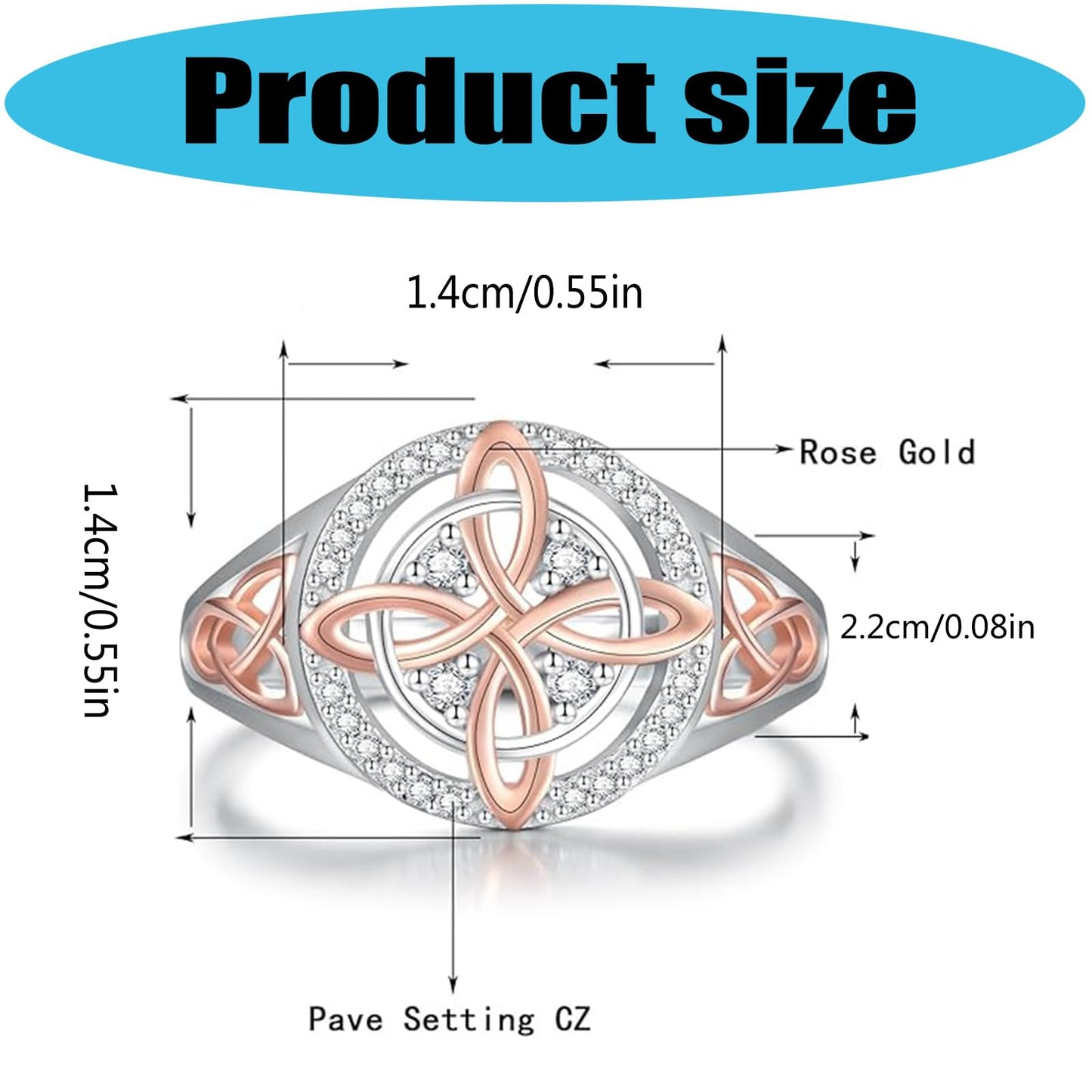 diyebof Women‘s Rings Copper Geometric Band Rings With Two Tone Zircon Accents Designed For Professional And Social Event In Sizes 6 To 10 (9)