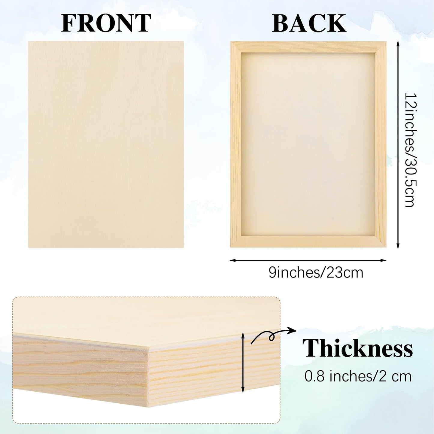 Aodaer 8 Pack Wood Panels 9 x 12 Inch Wooden Panels Canvas Unfinished Craft Wood Boards Panels for Art Crafts Acrylic and Oil Painting Pouring DIY Projects