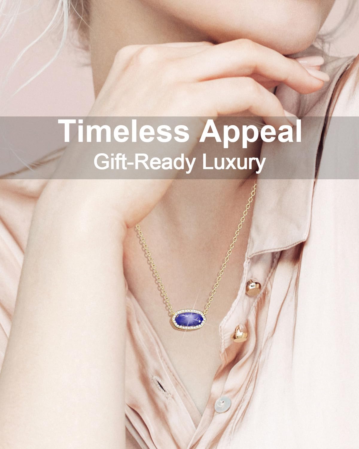AICase 18K Gold Plated Pendant Necklace for Women,Diamond Rhinestone Dainty Fashion Jewelry,Anniversary Wedding Birthday Gifts for Women/MoM/Sister/Friends/Her/Wife/Grandma/Coworker_Blue