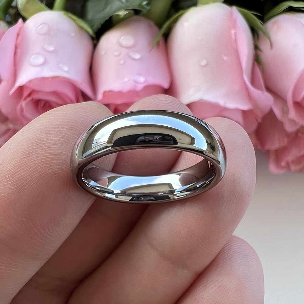 TUTISS 5mm Tungsten Carbide Rings for Men Women Engagement Wedding Bands Domed Polished Shiny Comfort Fit Size 13