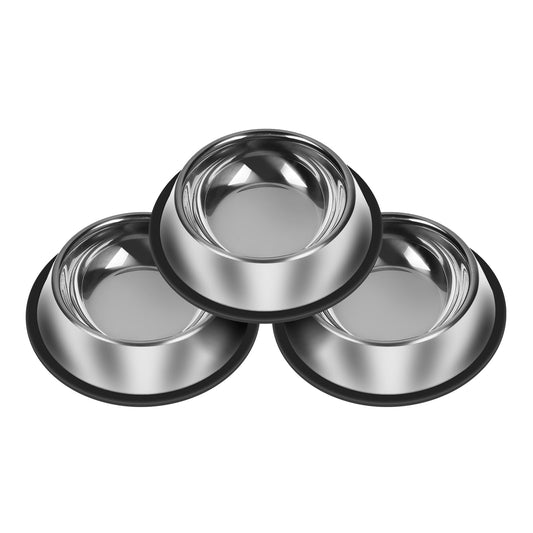 3Pcs Stainless Steel Dog Bowls Set - Non-Slip Food and Water Bowl 13 Oz - Dishwasher-Safe, Rust Resistant Metal Pet Bowls for Small/Medium/Large Sized Pets