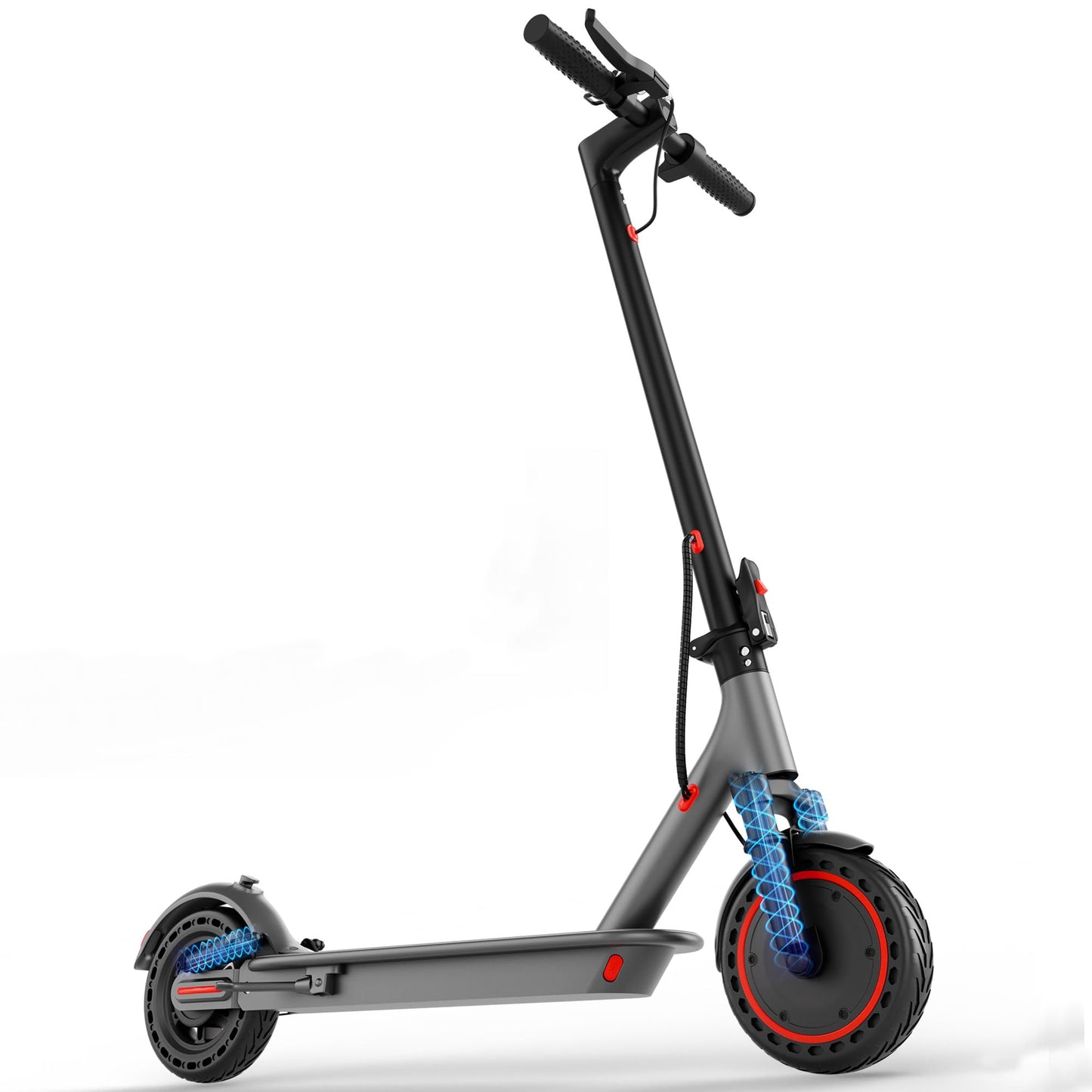 MAXSHOT Electric Scooter Adults, 500W Motor Up to 22 MPH, 22/28 Miles Long Range, 10" Solid Tires with Dual Suspension, Foldable Commuter E-Scooter with Dual Braking, LED Display & APP Control