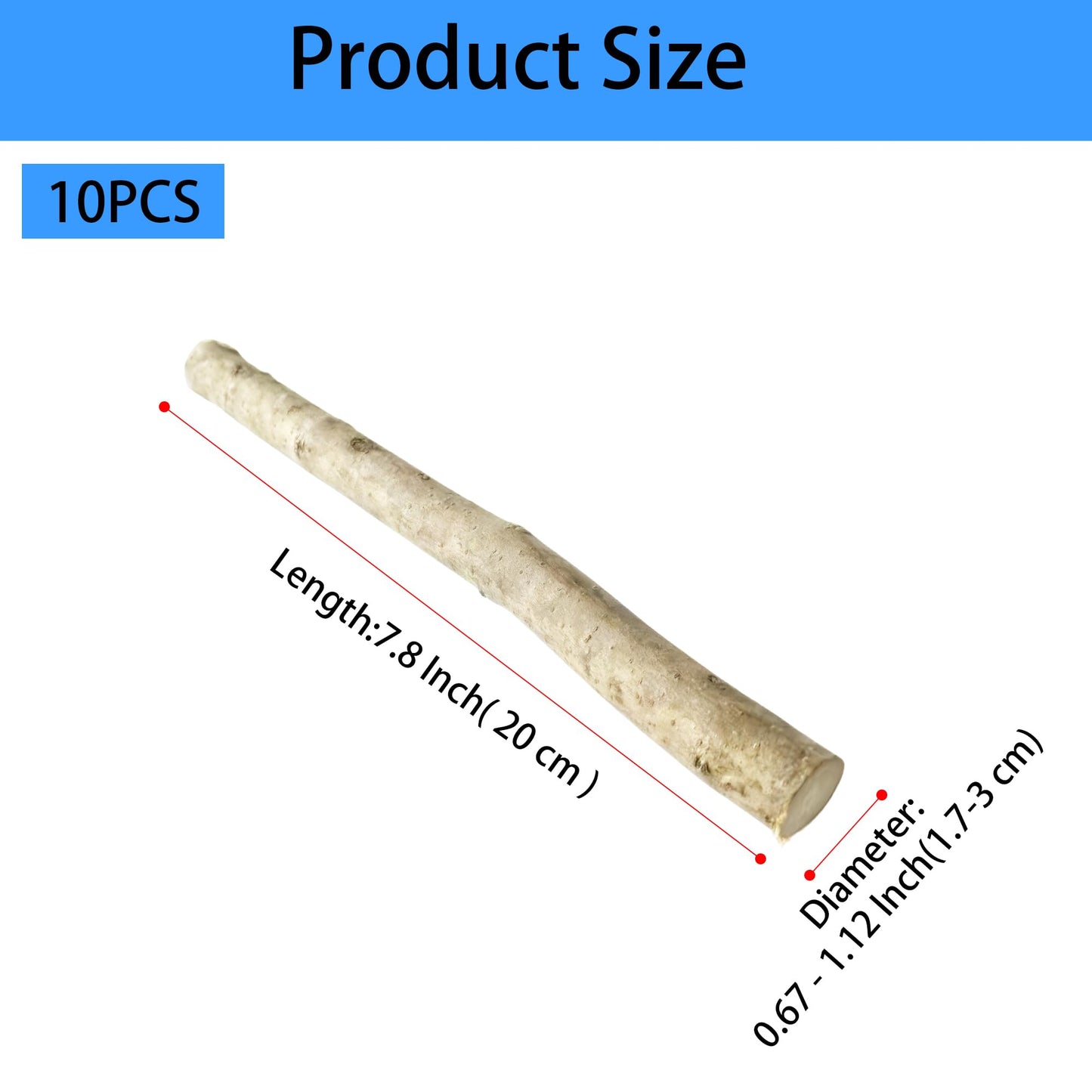 ZCLGOOD 10PCS 8 Inch Natural Wood Log Sticks 0.67”-1.12" Diameter Twigs, Wood Log Craft Sticks for DIY Rustic Home Decor School Projects Photo Props Festival Crafting Supplies