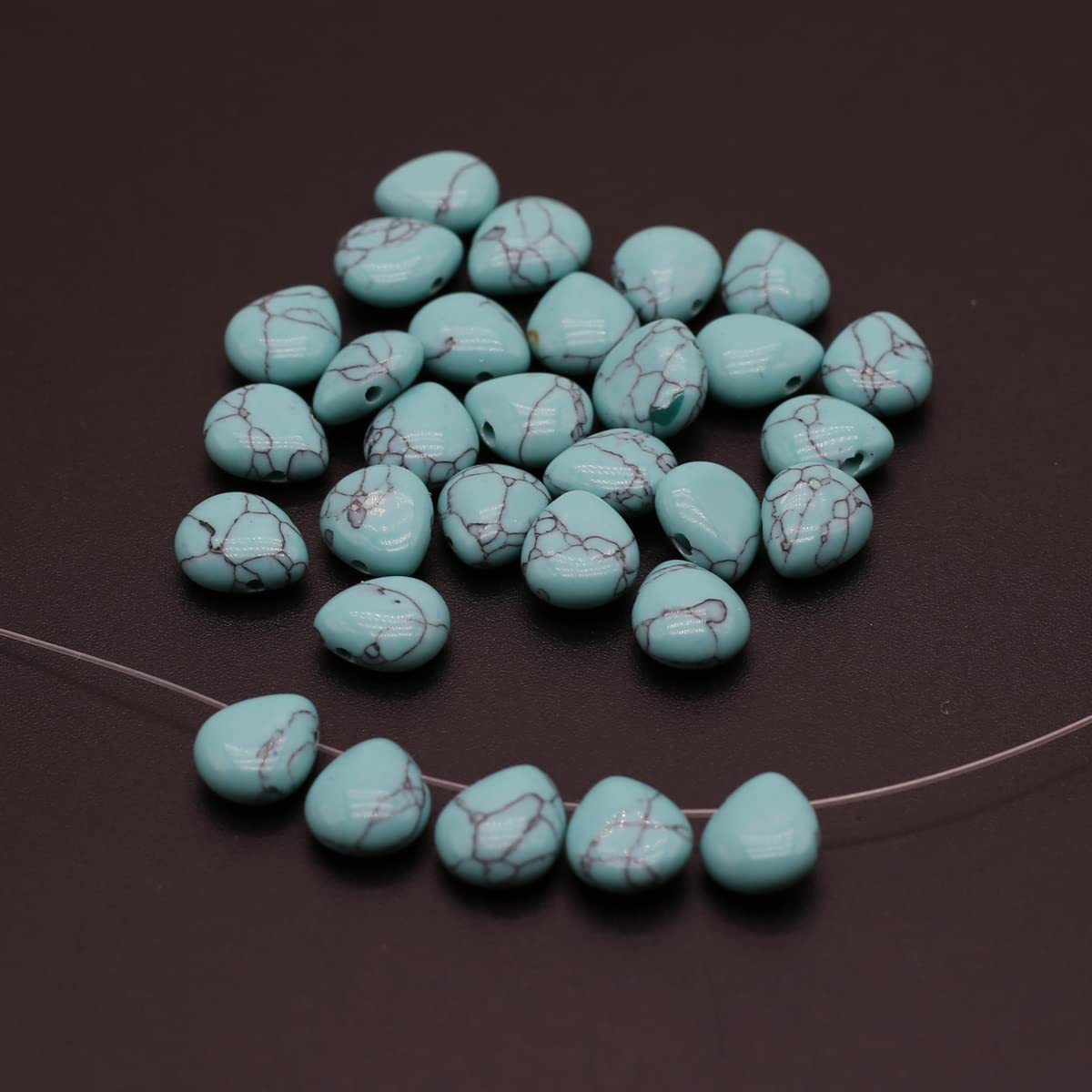 LE SKY 50 Pcs Natural Stone Beads Waterdrop Shape Healing Chakra Polished Assorted Crystal Quartz Agate Stone Charms for Jewelry Making Necklace Bracelet
