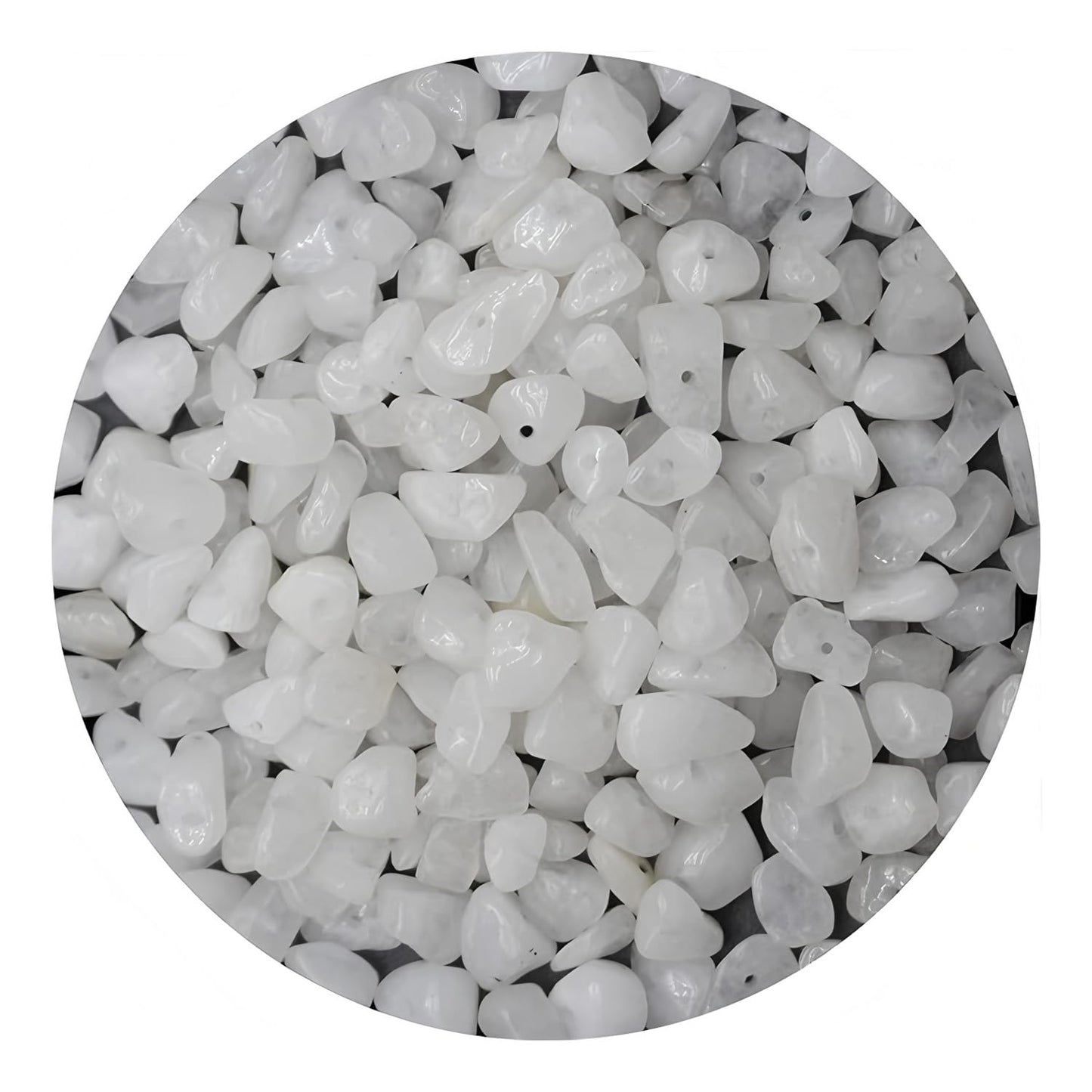 Natural Chip Stone Beads 450pcs White Jade Chips 5-8mm Genuine Real Irregular Healing Crystal Rocks Hole Drilled DIY Loose Gemstone Beads for Jewelry Making Bracelet Earrings Necklace Crafting