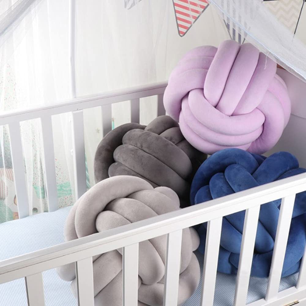 PUXU Knot Pillow Ball Round Cushion Pillows, Children Room Decoration Plush Toys Calming Stress Relief Toy (Dark Blue,11in/28cm)