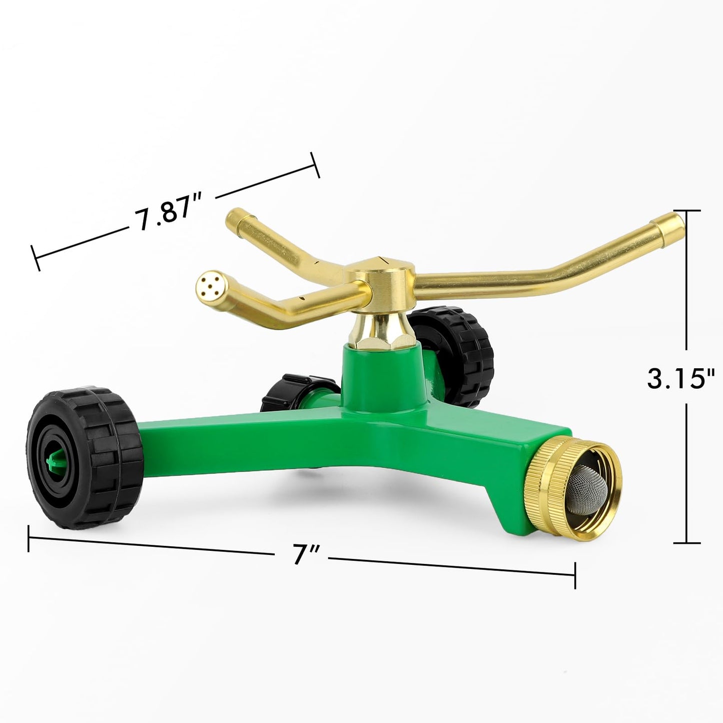 [2 Pack] RESTMO 3-Arm Metal Sprinkler with Wheel Base, 360 Degree Automatic Rotary Lawn Sprinkler System for Garden Plant, Flower Bed and Yard Watering and Large Yard Area Watering