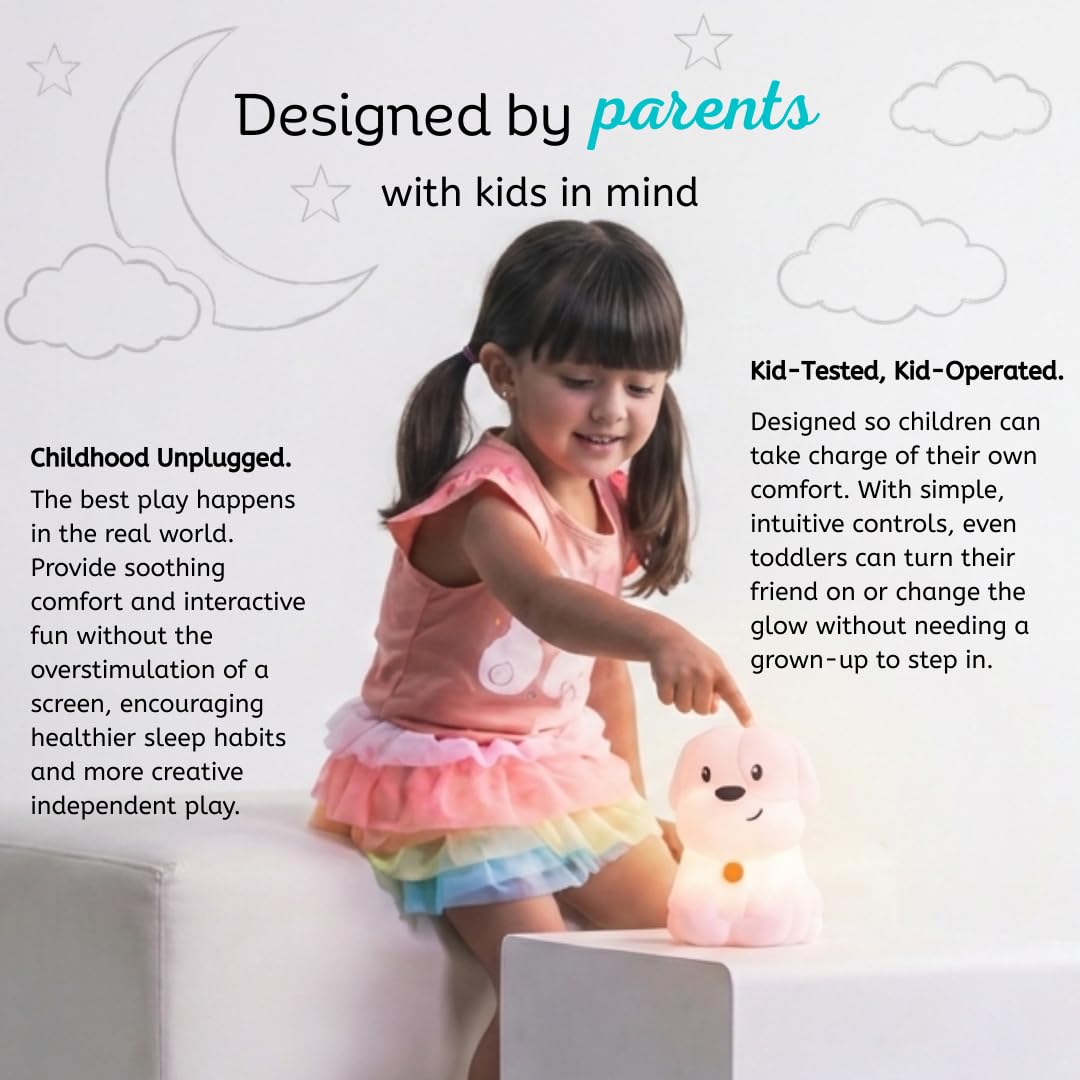 Lumipets Pepper The Puppy Dog Squishy Silicone Night Light for Kids | Cute Night Light with Remote & Touch Control for Baby & Toddler Bedrooms | Color Changing Animal Lamp | Soft Portable Nightlight