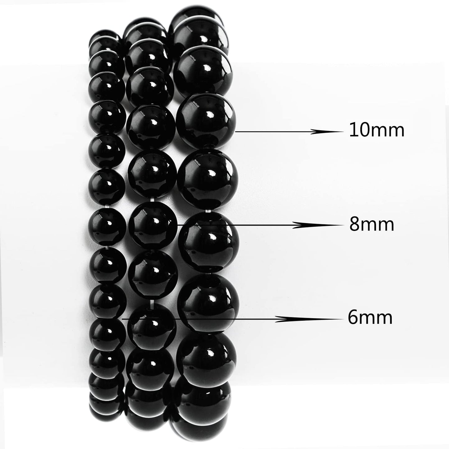 10mm Natural Black Agate Round Bead - 35PCS Bulk Gemstone Beads for Jewelry Making, DIY Bracelets, Necklaces - Includes Crystal Stretch Cord - Beads for Crafting Gifts