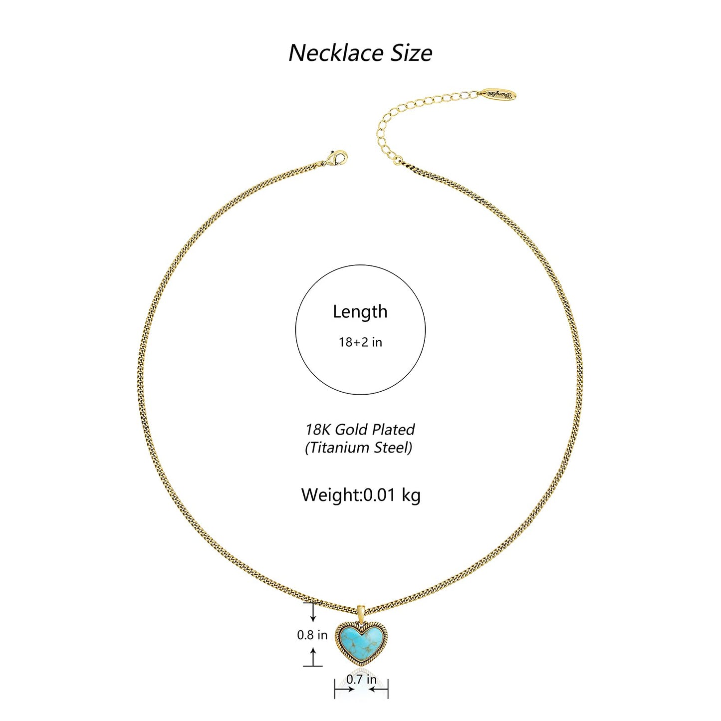Montana West Wrangler Heart Turquoise Pendant Necklace for Women Western Gold Plated Cowgirl Cowboy Classic Trendy Jewelry AR-WNS-HT-1118GTQ