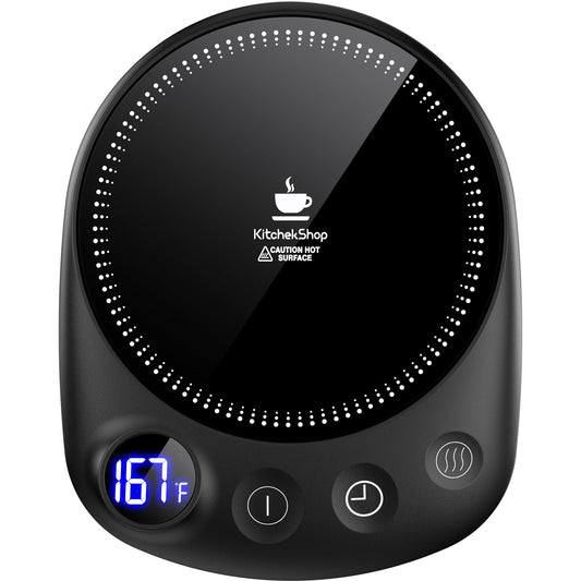 KitchekShop Coffee Mug Warmer - Fastest Heating & Highest Temperature, Coffee Cup Warmer for Desk Auto Shut Off, 4 Temp Settings & 1-12H Timer, Smart Electric Beverage Warmer for Coffee, Tea (Black)