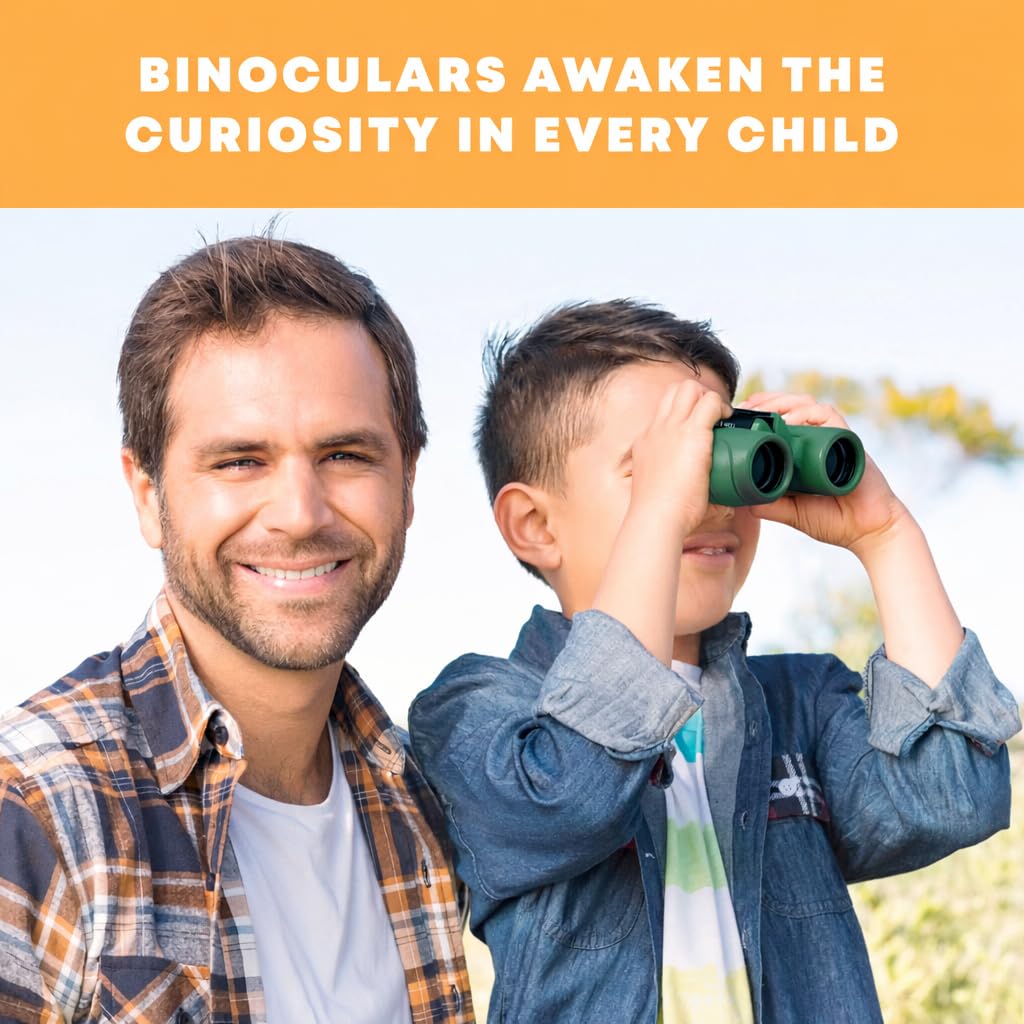 Binoculars for Kids – Perfect Toy for Little Boys and Girls – Extensive Set Incl. Magnifying Glass & Compass – Powerful Magnification 8X21 – 3 to 12 Year Old Kids for Toddler