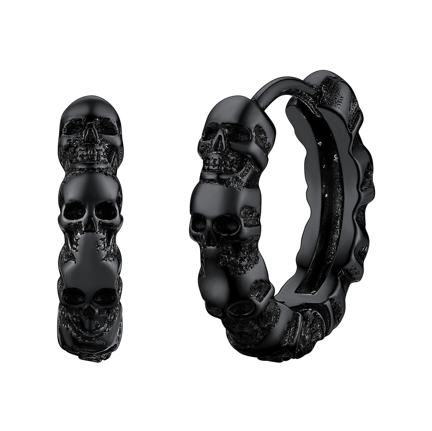 Richsteel Skull Hoop Earrings for Women & Men - Stainless Steel Gothic Jewelry, Edgy Skull Jewelry Earrings