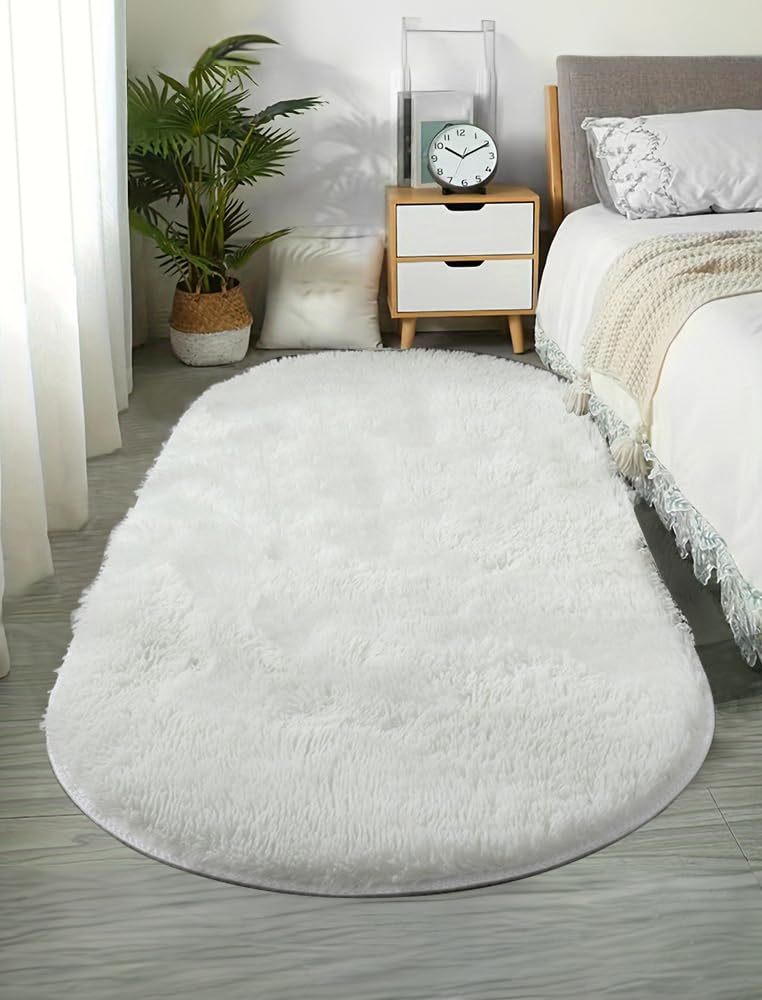 1pc, Soft Fluffy Shag Area Rugs for Living Room, Shaggy Floor Carpet for Bedroom, Carpets Home Decor Rugs, Cute Luxury Non-Slip Machine Washable Carpet, Home Decor Room Decor,White