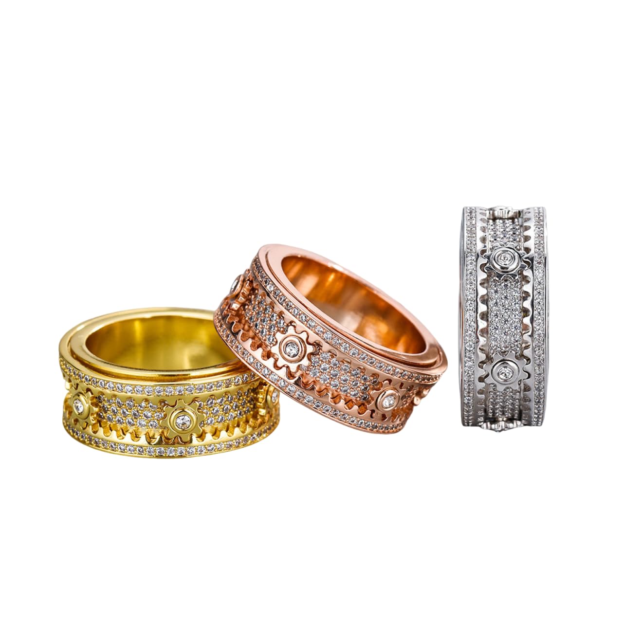 Xarewx Mindfulness Rings for Women, Fidget Ring, Adjustable Anti-Anxiety Fidget Rings, Menopause and Stress Ring, Calm & Everyday Wear (3pcs, 8)