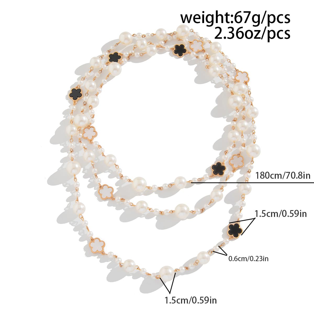 Long Pearl Necklaces for Women Pearl Long Chain Necklace Dainty Gold And Long Pearl Necklaces Layered Pearl Necklace Statement Sweater Strand Chain Jewelry (3Layer)