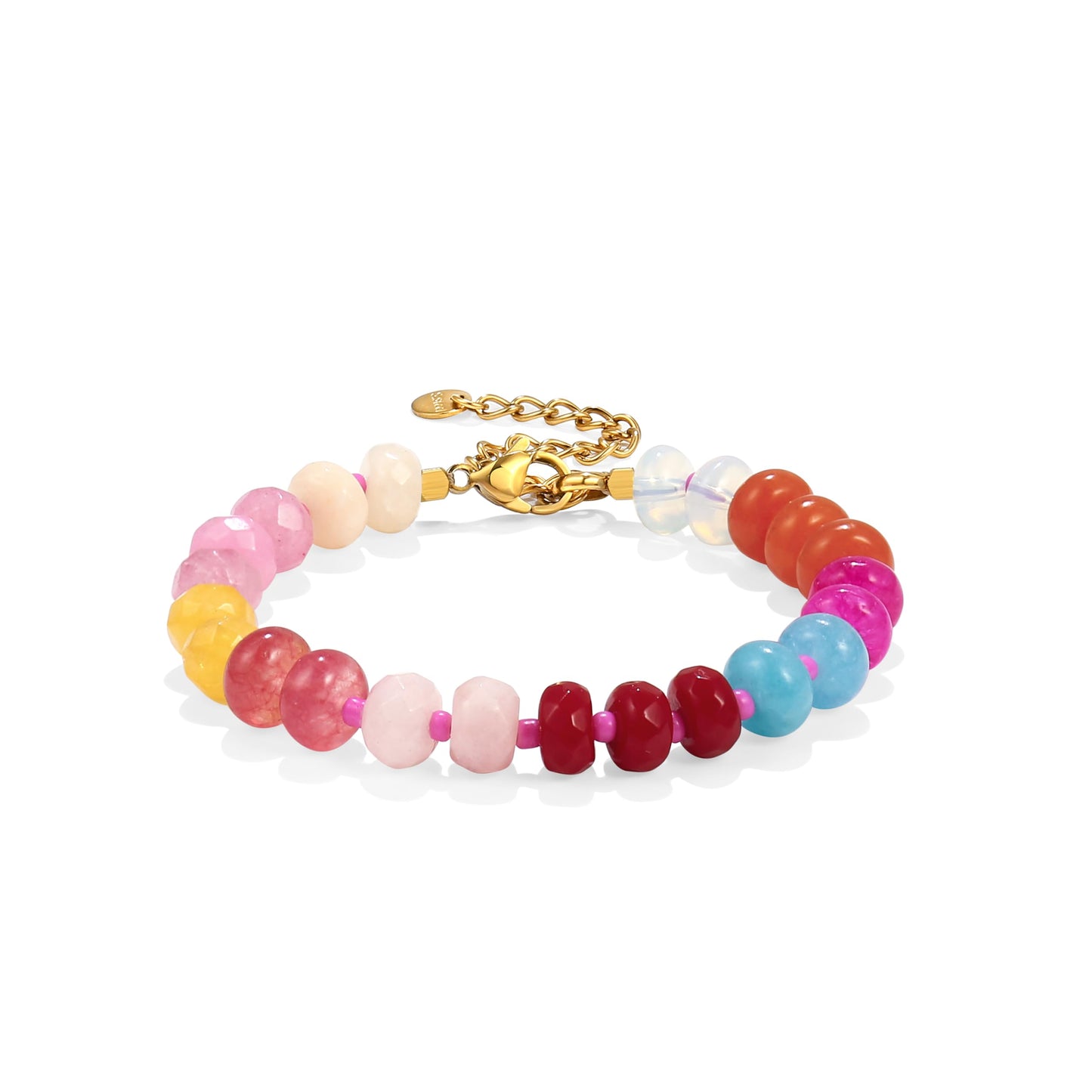 Badu Gemstone Beaded Bracelet for Women Colorful Natural Stone Freshwater Pearl Surfer Beach Rainbow Bracelet Jewelry Gift