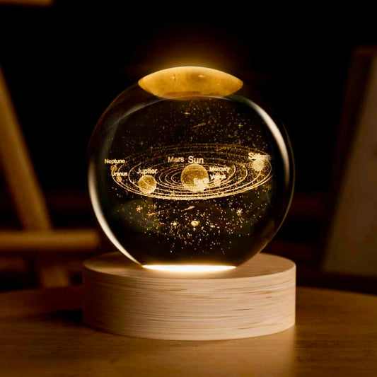 3D Solar System Crystal Ball, 2.4inch Universe Gifts Decorative Ball, Colorful Space Glass Laser Engraved Model Astronomy Display Sculpture Home Decor Crafts for Physics Enthusiasts Collectors Friends