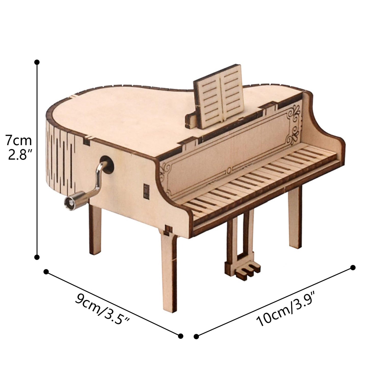 Musiin 3D Wooden Puzzle Piano Music Box – DIY Hand-cranked Grand Piano Model kit, Suitable for Music Lovers and Mechanical Craft Enthusiasts, can be Assembled into Musical Craft Gifts