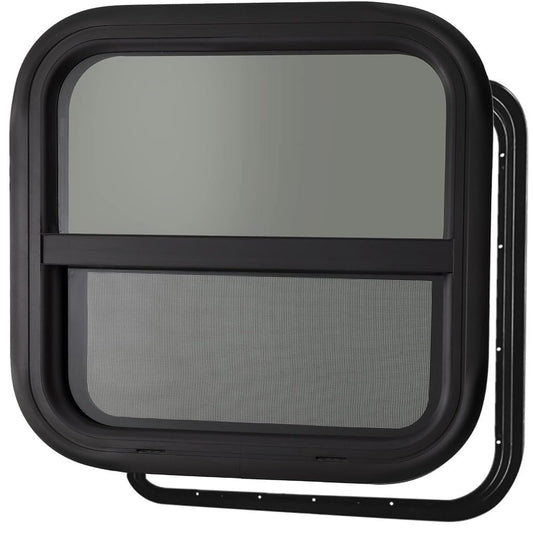ProFlex RV Vertical Sliding Window 12" W x 22" H – Heavy Duty Ultra Thick Tempered Glass, RV Camper Windows Replacement with Trim for 1-1/2’’ Wall Thickness – Easy Installation, DOT Certified