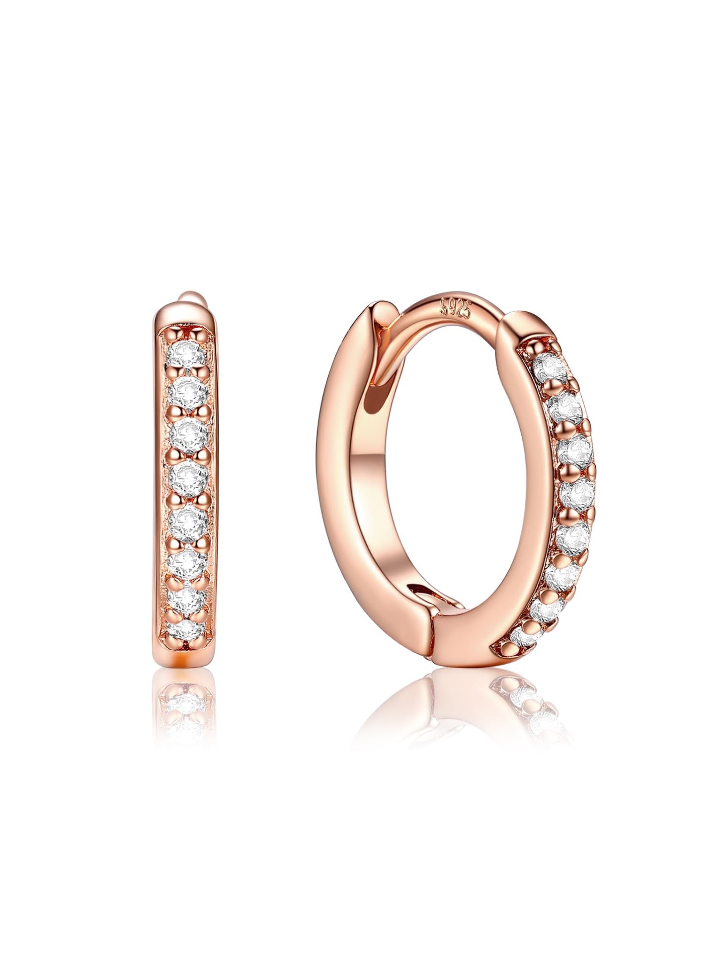 Rose Gold Hoop Earrings For Women Cubic Hoops Earring Hypoallergenic 8mm Tiny Huggie Jewelry Non Tarnish Cartilage Piercing Waterproof Ear Earings