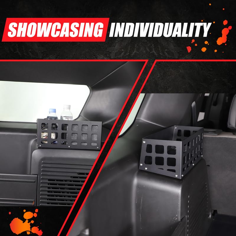 Suetlcoity Aluminum Rear Trunk Cargo Organizer Compatible with 2024 2025 2026 Hummer EV Accessories Trunk Storage Management System Rack Modular Storage Box Basket (Left Side-Black)