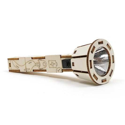 Pica Toys DIY Wooden Flashlight STEM Kit for Kids Aged 6-10 | Battery-Operated Educational Science Experiment Kit with Built-in Switch