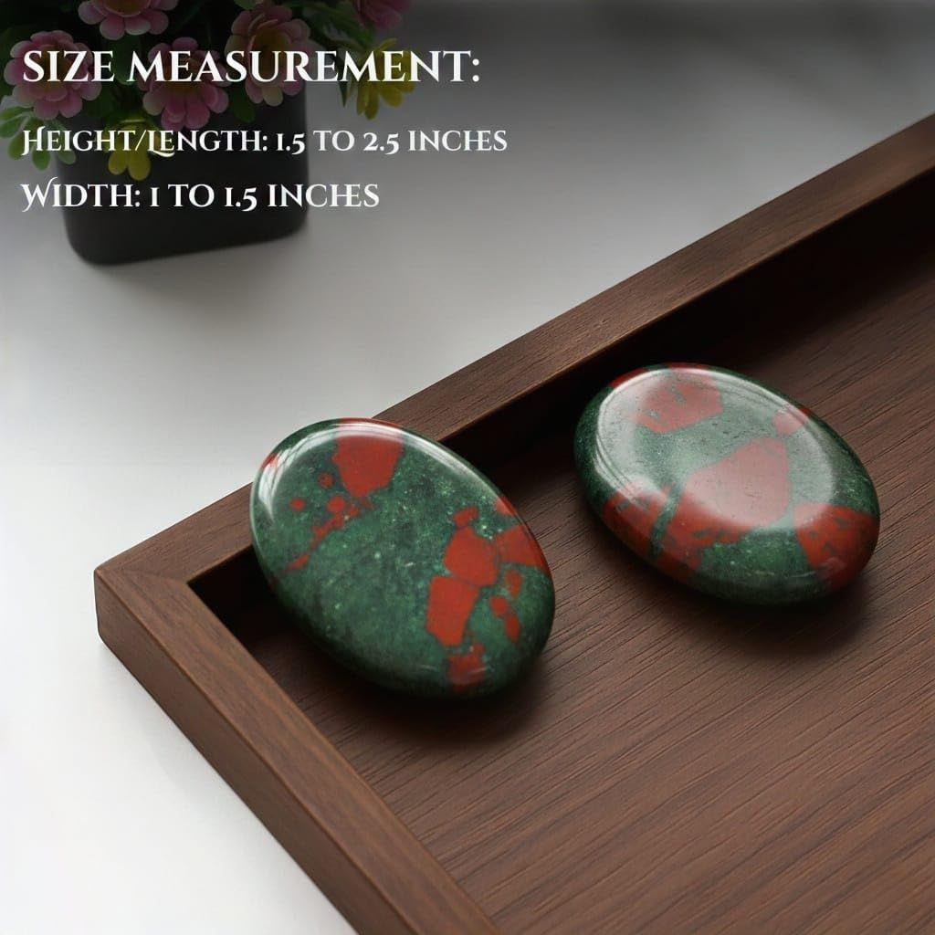 African Bloodstone Thumb Worry Stones Metaphysical Gemstone Crystal Healing Reiki Men Women Gift Feng Shui Positive Energy Love Wellness Palm Stones Wicca Powerful