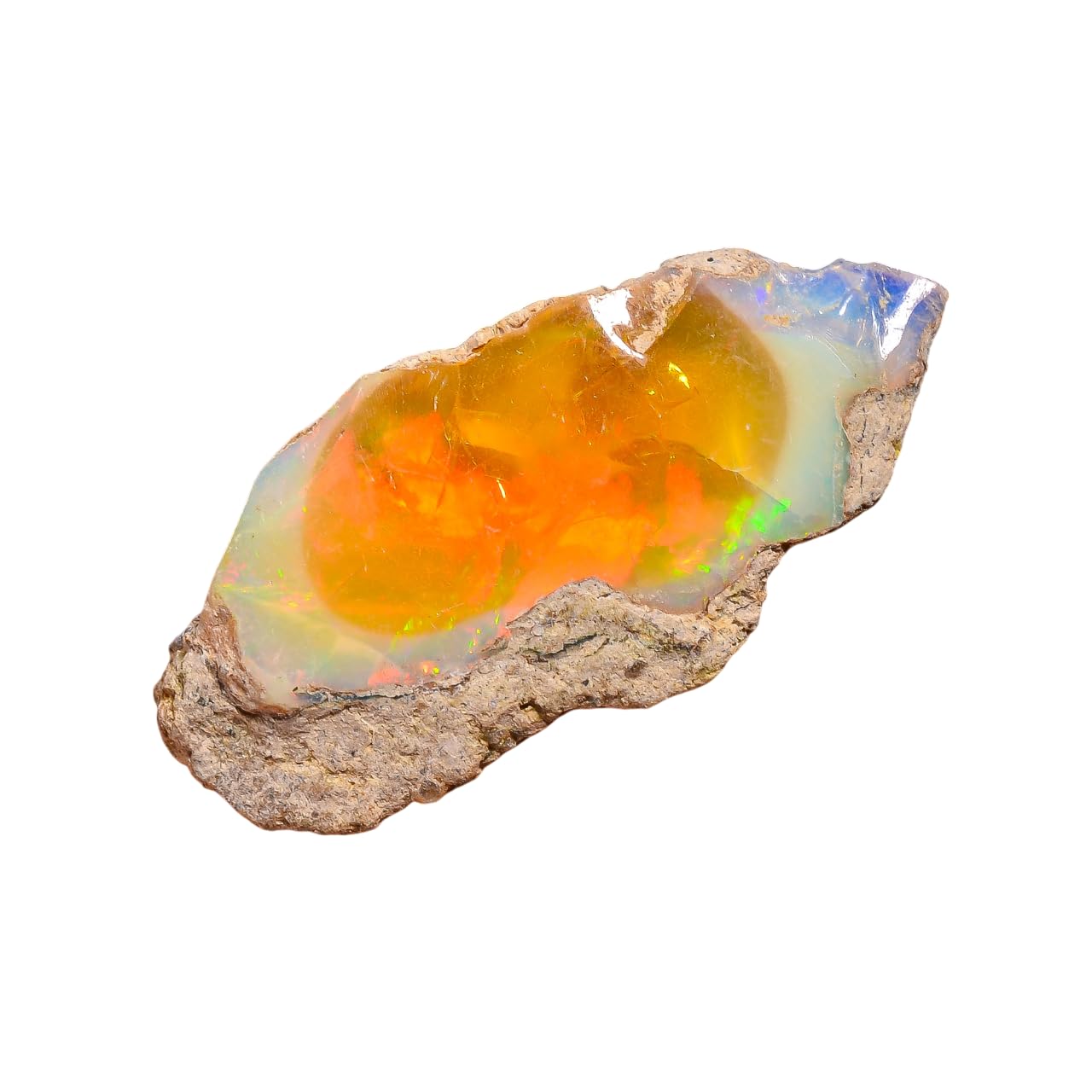 19.00 Cts Elegant Rough Wire Fire Ethiopian Opal Loose Gemstone | Lightweight Raw Crystal Healing Stone for Bracelet Pendant Jewelry Making