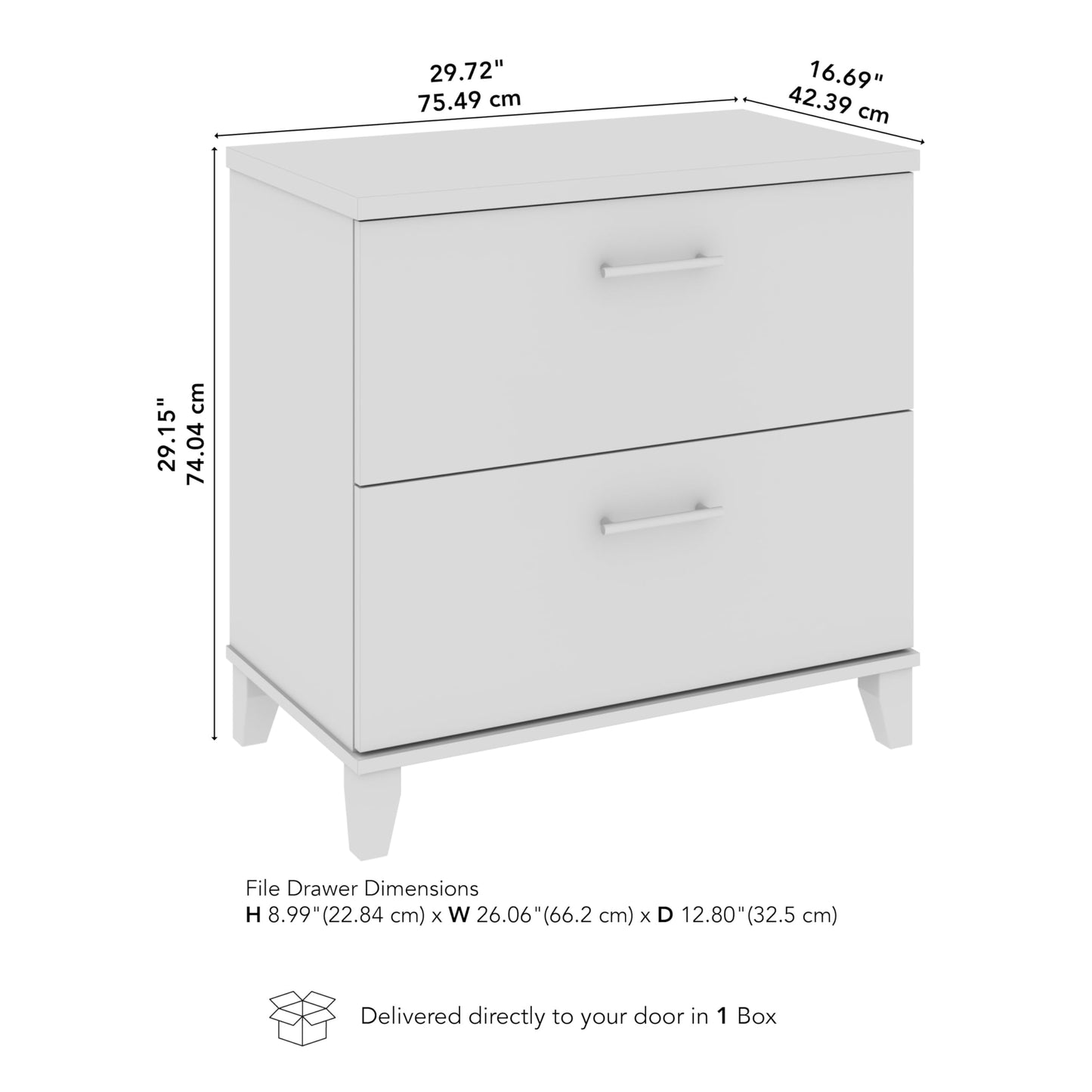 Bush Home 2 Drawer Lateral File Cabinet, Letter and Legal-Size Document Storage for Home or Professional Office, Somerset Collection, Platinum Gray