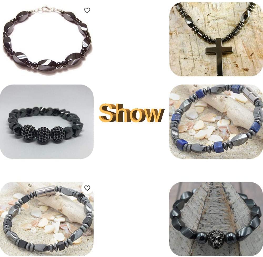 HAAMIIQII 65pcs 6mm Natural Black Hematite Loose Gemstone Beads Drum Shape Spacer Stone Beads for Jewelry Making DIY Bracelets Necklaces Crafting