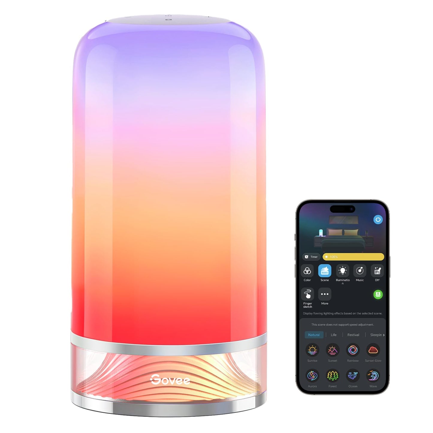 Govee RGBIC Smart Table Lamp 2, Touch Bedside Small Table Lamp Compatible with SmartThings, Matter, Alexa, Desk Lamp with 64 Scene Modes, Nightstand Lamp for Bedroom Living Room Night Light(Corded)