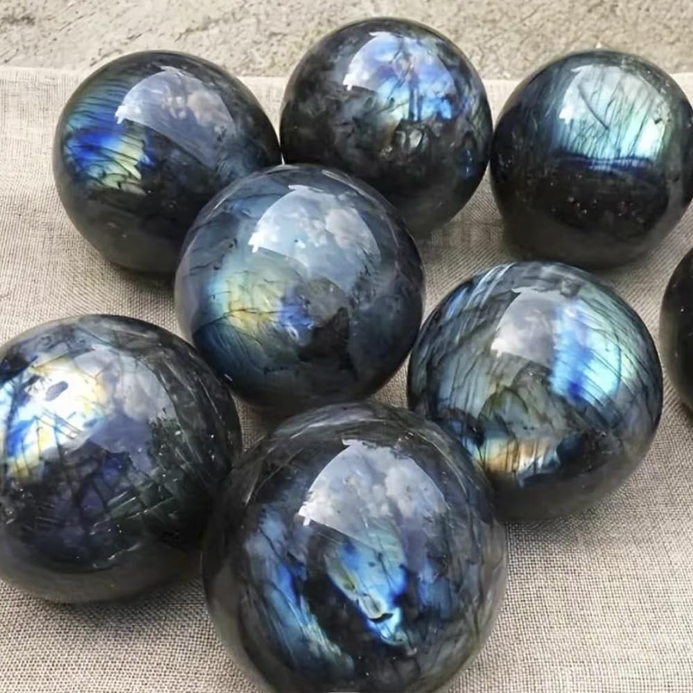 4-5CM/1.58-1.97inch Natural Crystal Ball Labradorite Sphere Moonstone Stone Crafts Polished Decorative Sphere Reiking Healing Crystals Ball Stone Fengshui Home Decoration (40-50mm, Labradorite)