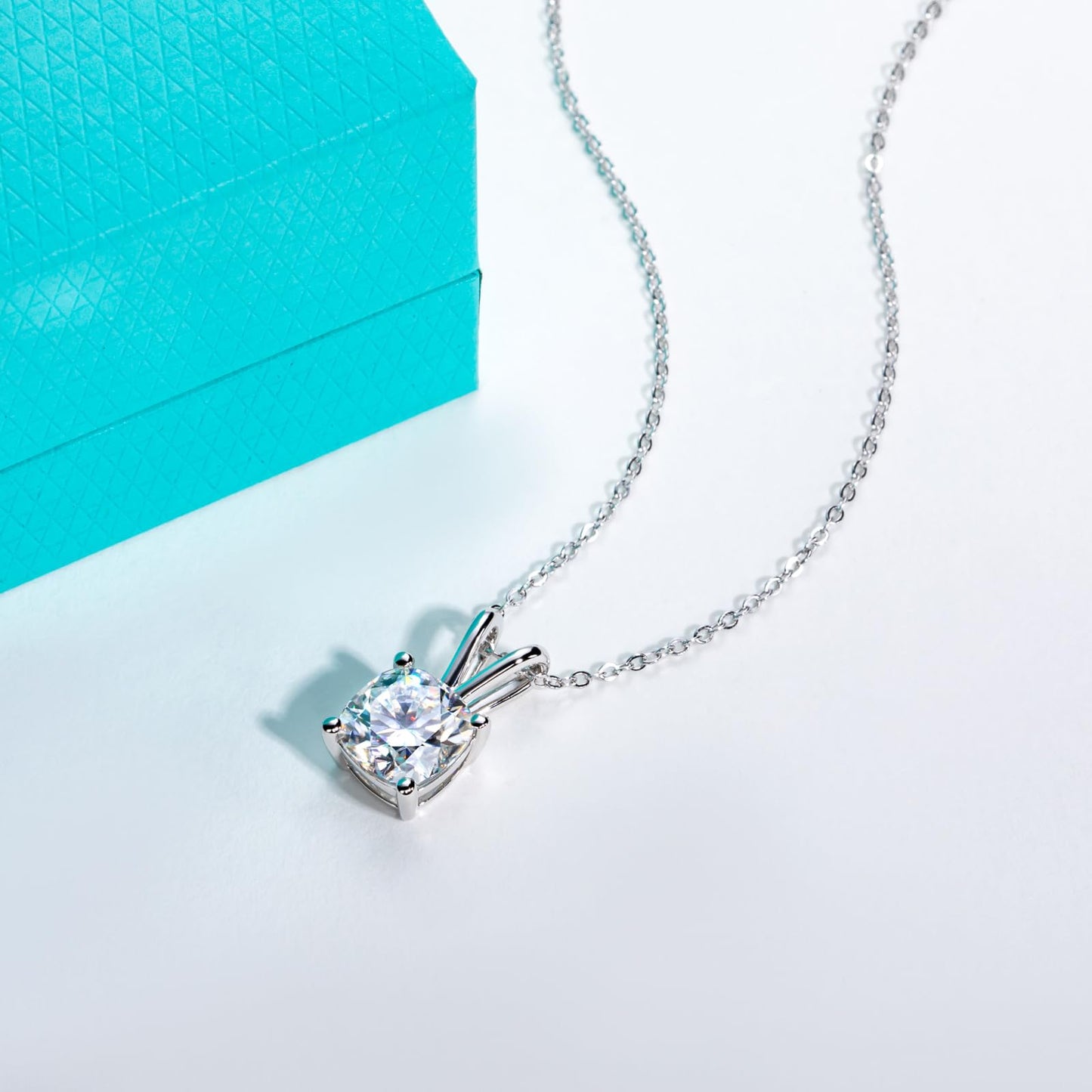 AnuClub Cushion Cut Moissanite Pendant Necklace 2CT D Color VVS1 925 Sterling Silver Everyday Wear Necklace for Women Wife Her with Certificate, 40+2+3cm Adjustable Chain